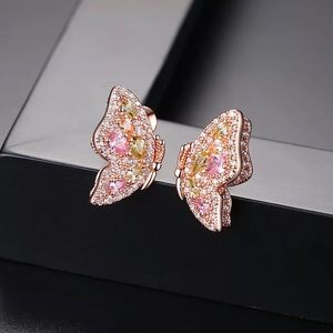 Rose Gold Diamond Butterfly Earrings